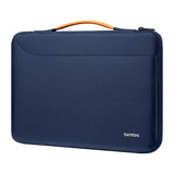 Tomtoc Defender-A22 - Sacoche pour ordinateur portable 13 pouces (bleu marine) : coupe montrant le renfort CornerArmor dans un angle