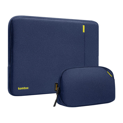 Tomtoc Defender-A13 - Housse 14 pouces et trousse à accessoires (bleu marine) : ordinateur portable retiré de la housse