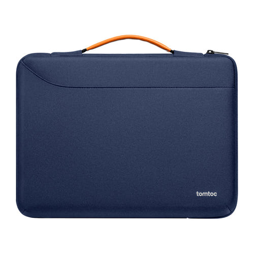 Tomtoc Defender-A22 - Sacoche pour ordinateur portable 14 pouces (bleu marine) : sacoche Tomtoc Defender-A22 bleu marine dans un atelier