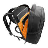 Tomtoc TechPack-T73 - Sac à dos 28 L en X-Pac pour ordinateur jusqu'à 16 pouces (noir) : poche haute doublée ouverte avec des lunettes