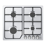 IsEasy MGBG-604C - Table de cuisson au gaz encastrable 4 brûleurs : plan en acier inoxydable de la table IsEasy