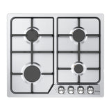 IsEasy MGBG-604C - Table de cuisson au gaz encastrable 4 brûleurs : plan en acier inoxydable de la table IsEasy