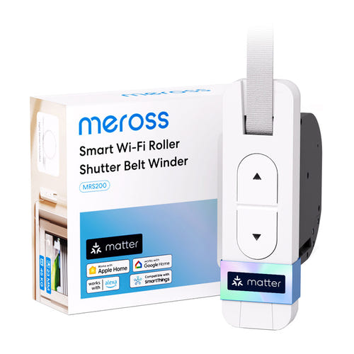 Meross MRS200MA-EU - Enrouleur de volet roulant connecté Wi-Fi et Matter : accessoires de pose et caches fournis