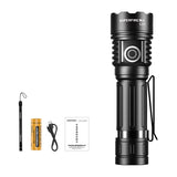 Superfire L21 - Lampe torche rechargeable 1350 lumens, 15 W : port de charge USB-C de la lampe