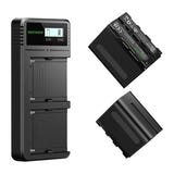 Neewer NW-F970 - Kit de 2 batteries 7800 mAh et chargeur double USB : kit de deux batteries Neewer NW-F970 et chargeur