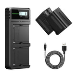 Neewer NW-F970 - Kit de 2 batteries 7800 mAh et chargeur double USB : entrées Micro-USB et USB-C du chargeur