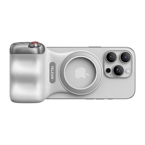 Telesin Fun Shot Grip2 - Poignée magnétique MagSafe pour smartphone (blanche) : déclencheur et curseur de zoom de la Fun Shot Grip2