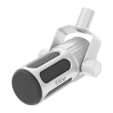 Fifine Tank1 - Microphone dynamique XLR cardioïde (blanc) : corps métallique et grille du Fifine Tank1
