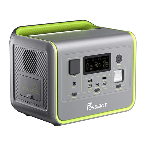 FOSSIBOT F800 - Station électrique portable 800 W, 512 Wh (verte) : ecran LCD de la station F800
