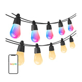 Lepro ZB1-15 - Guirlande guinguette connectée 15 m, 15 ampoules : guirlande guinguette tendue au-dessus d'une terrasse