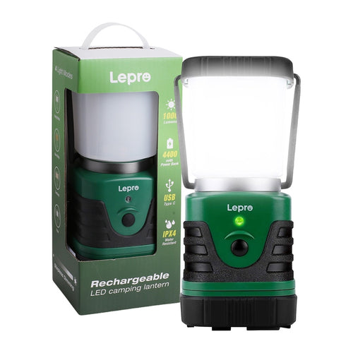 Lepro 3300008 - Lampe de camping rechargeable 1000 lm, 3600 mAh : lanterne de camping allumée à 360 degrés