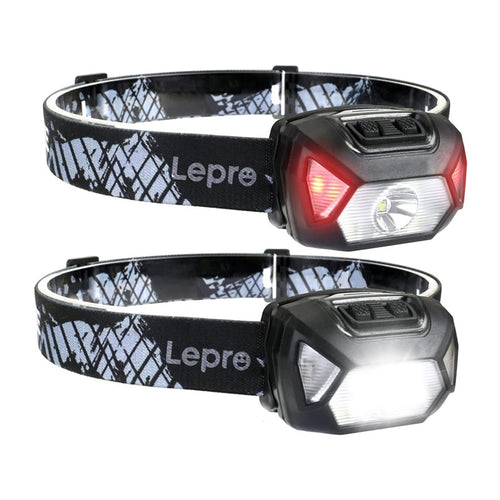 Lepro 320014-2 - Lot de 2 lampes frontales rechargeables 300 lm : les deux lampes frontales du lot