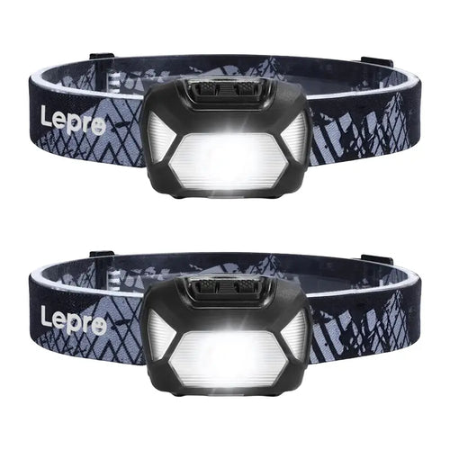 Lepro - Lot de 2 lampes frontales à piles, 1300 lux