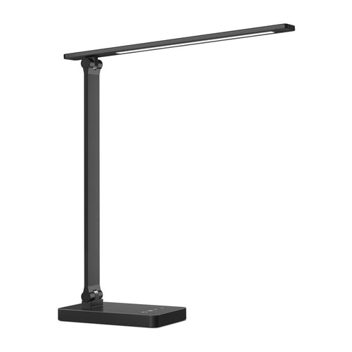 Lepro 310002 - Lampe de bureau LED 750 lm à commande tactile (noire) : lampe de bureau noire allumée sur un plan de travail