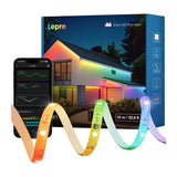 Lepro SW1 - Ruban LED RGBIC connecté extérieur IP65 de 10 m : terrasse soulignée par le ruban LED
