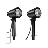 Lepro PG1-2 - Spots de jardin 16 W, 500 lm, IP65 (lot de 2) : spots de jardin Lepro PG1-2 éclairant un mur clair