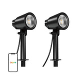 Lepro PG1-2 - Spots de jardin 16 W, 500 lm, IP65 (lot de 2) : spots de jardin Lepro PG1-2 éclairant un mur clair