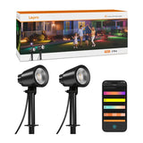 Lepro PG1-2 - Spots de jardin 16 W, 500 lm, IP65 (lot de 2) : jardin éclairé sous la pluie