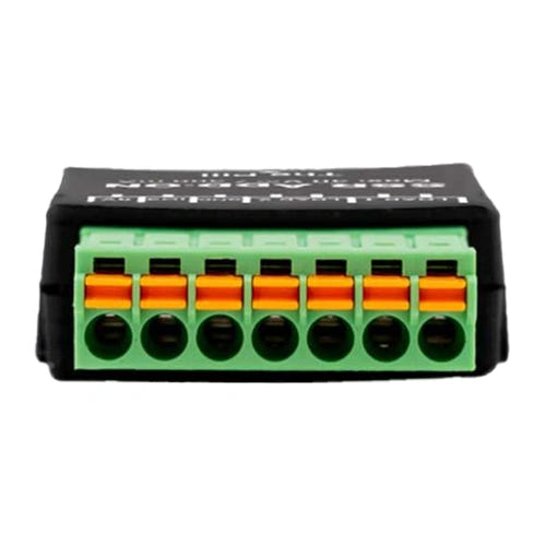 Shelly SSR Add-on - Module relais statique 2 canaux 30 V DC, 300 mA : boîtier noir vu de dessus