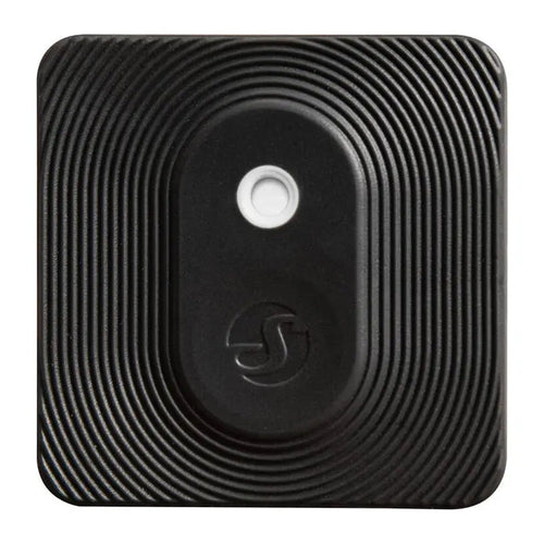 Shelly BLU H&T ZB - Capteur de température et d'humidité Zigbee (noir) : trois capteurs Shelly beige, noir et crème sur un support en bois