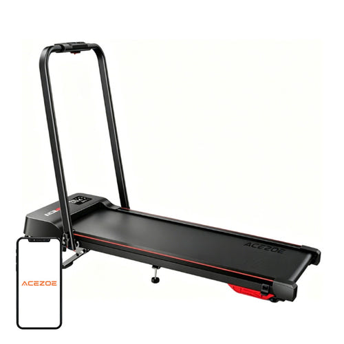 ACEZOE P12 - Tapis de course pliable 2 en 1 à inclinaison réglable, noir et rouge