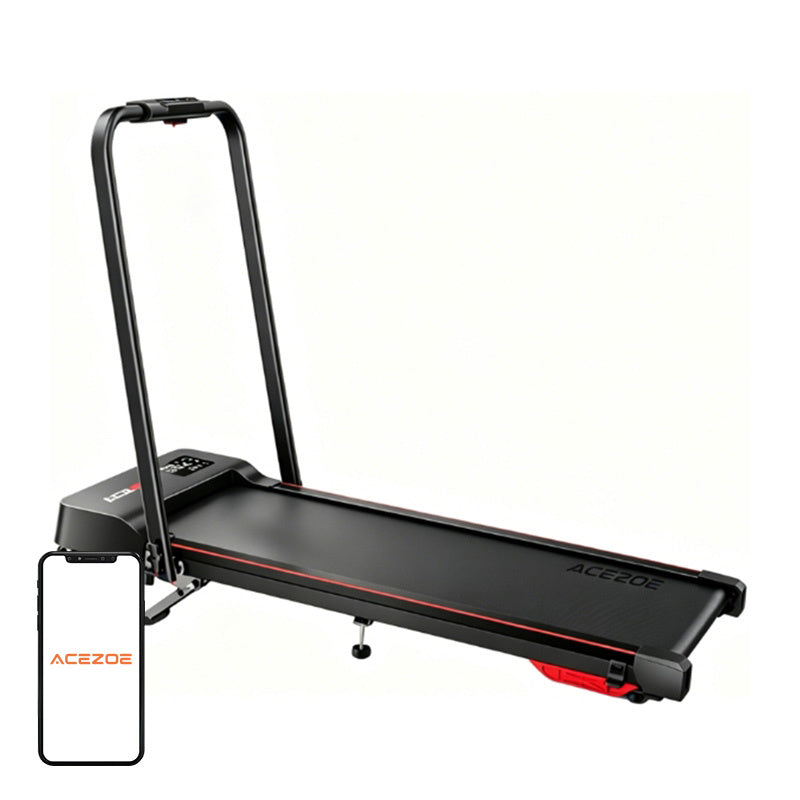 ACEZOE P12 - Tapis de course pliable 2 en 1 à inclinaison réglable, noir et rouge - visuel 1