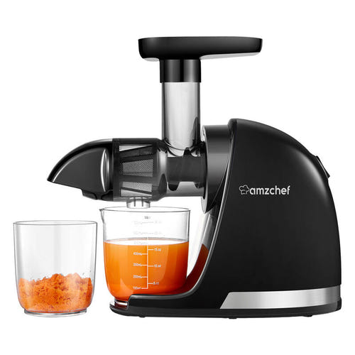 AMZCHEF 1501-BK-SM - Extracteur de jus 80 tr/min, corps transparent noir