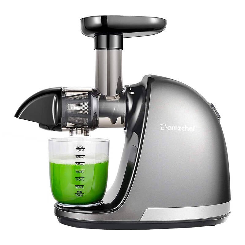 AMZCHEF 1501-GA - Extracteur de jus horizontal à vis lente, gris - visuel 1