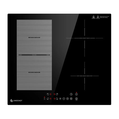 AMZCHEF CE-FS-I72S-FFDD07 - Plaque induction 4 zones, Flex Zone et pause : touche pause