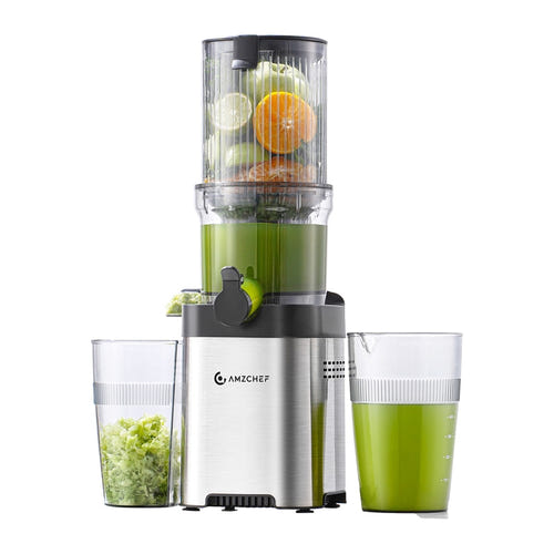 AMZCHEF CE-ZM1902M-SV - Extracteur de jus automatique Hands-Free argent