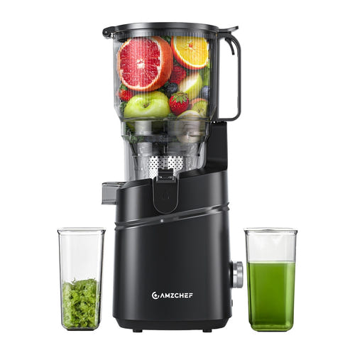 AMZCHEF SJ-036CBK - Extracteur de jus 250 W à alimentation automatique noir : face