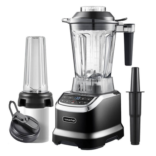 AMZCHEF ZM5003-BK - Blender 1,85 L, programmes et bouteille 600 ml, noir : cuve 1,85 litre