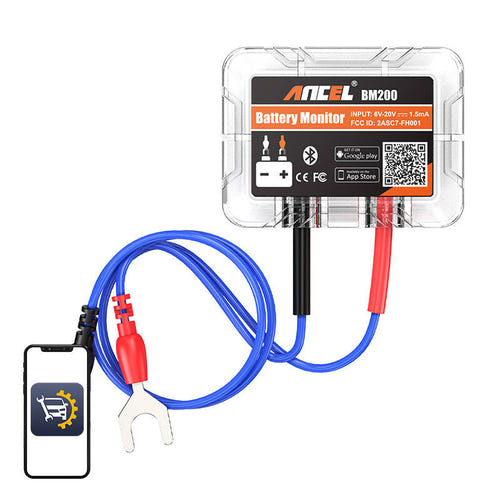 ANCEL BM200 - Testeur de batterie Bluetooth 6-20 V avec application mobile : boîtier