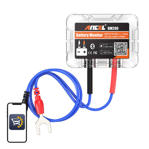 ANCEL BM200 - Testeur de batterie Bluetooth 6-20 V avec application mobile : boîtier
