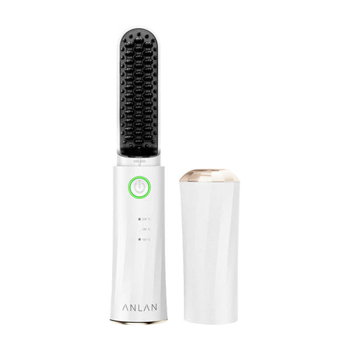 ANLAN 05-AZFS41-02A - Brosse lissante chauffante sans fil à ions : blanche