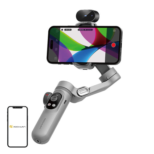 AOCHUAN X Pro AI - Stabilisateur 3 axes avec capteur IA pour smartphone (gris)