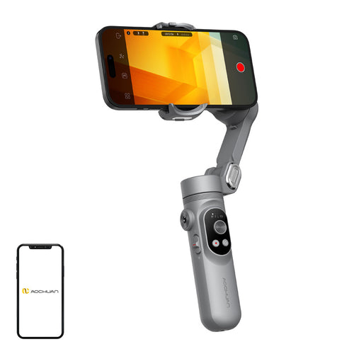 AOCHUAN X - Stabilisateur 3 axes avec suivi et éclairage (gris) (vue 1)
