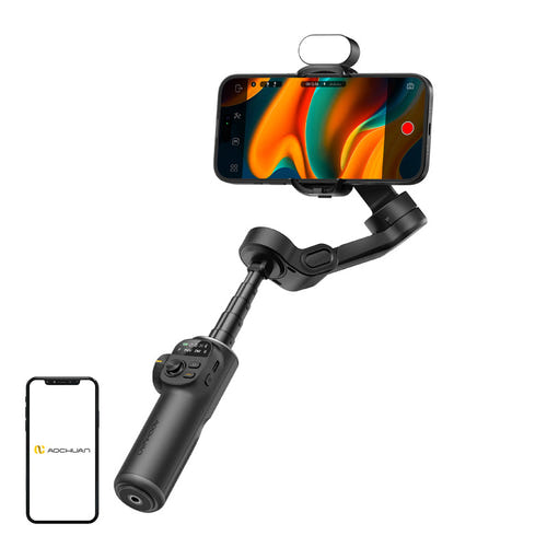 AOCHUAN X2 RGB - Stabilisateur 3 axes avec module lumineux (noir) (vue 1)