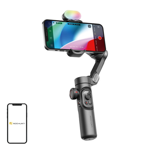 AOCHUAN XE - Stabilisateur 3 axes avec module RGB (noir) (vue 1)
