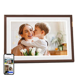 ARZOPA D10 - Cadre photo numérique tactile 10,1 pouces, brun foncé : vue de côté