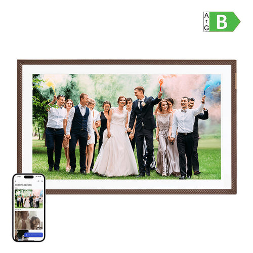 ARZOPA D156 - Cadre photo numérique 15,6 pouces Full HD, brun foncé