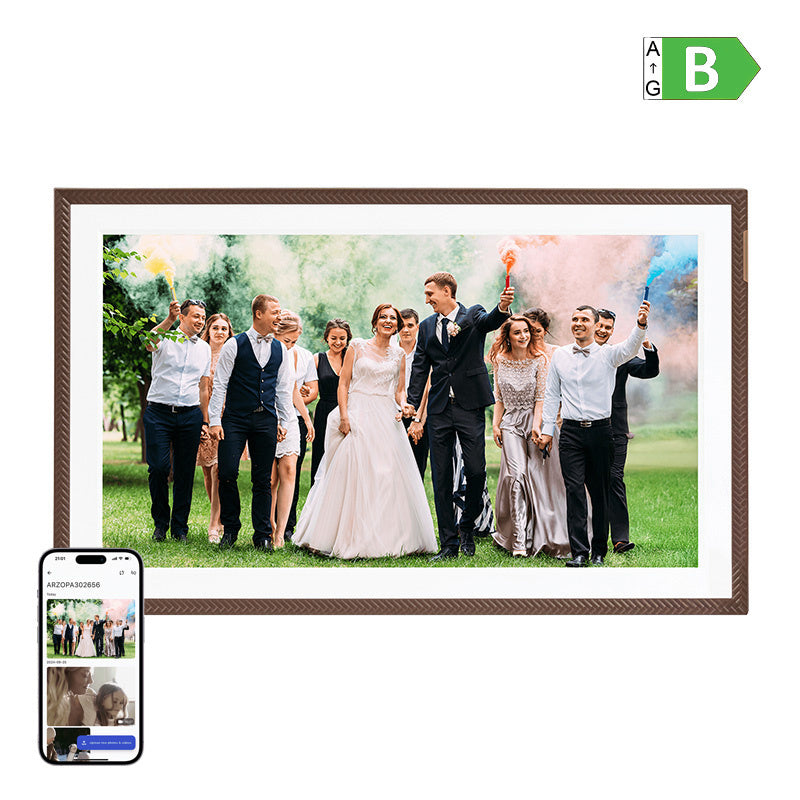 ARZOPA D156 - Cadre photo numérique 15,6 pouces Full HD, brun foncé - visuel 1