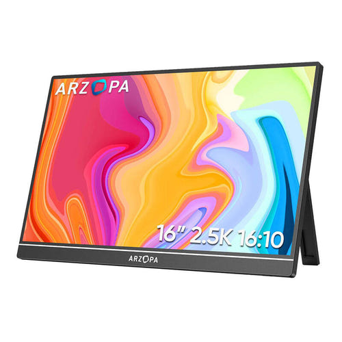 ARZOPA Z1RC - Écran portable 16 pouces 2560 x 1600, noir : pied intégré profil