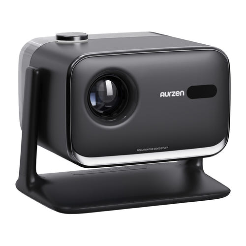 Aurzen Boom Mini - Vidéoprojecteur Full HD 500 ANSI lumens Google TV, noir : vue de face
