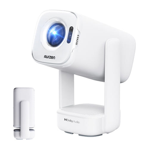 Aurzen D1Air - Vidéoprojecteur portable Full HD 280 lumens ANSI, batterie 20 000 mAh : socle inclinable