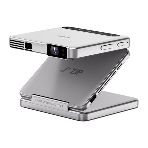Aurzen ZIP - Vidéoprojecteur portable pliable DLP 720p, coloris argent : ouvert