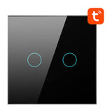 AVATTO TS02-EU-B2 - Interrupteur tactile connecté Wi-Fi 2 voies, noir : deux touches verre noir