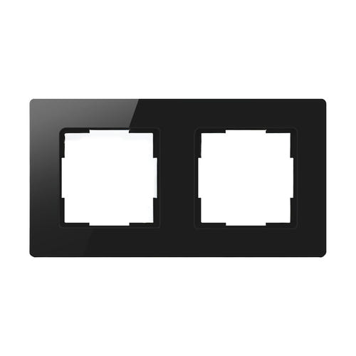 AVATTO TS20 - Cadre double pour modules 55 x 55 mm, noir : verre noir