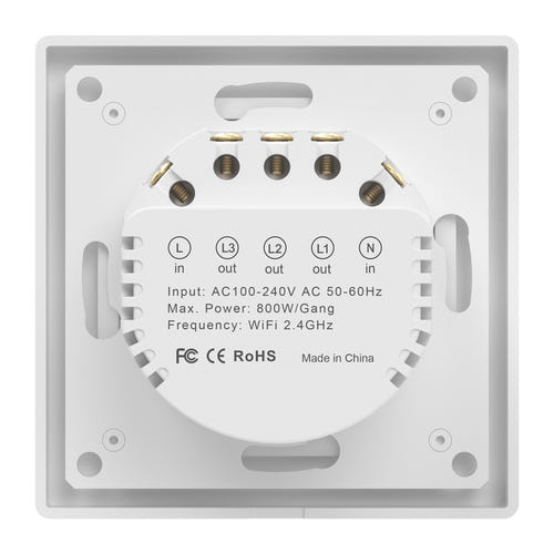 AVATTO TS20-EU-W3 - Interrupteur tactile connecté Wi-Fi 3 voies : plaque verre touches séparées