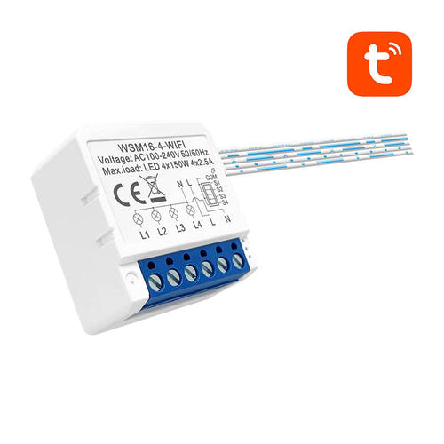 AVATTO WSM16-W4 - Module interrupteur connecté Wi-Fi 4 canaux, 4 × 150 W : format